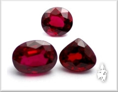 Three typical rubies from Bo Rai, Trat 